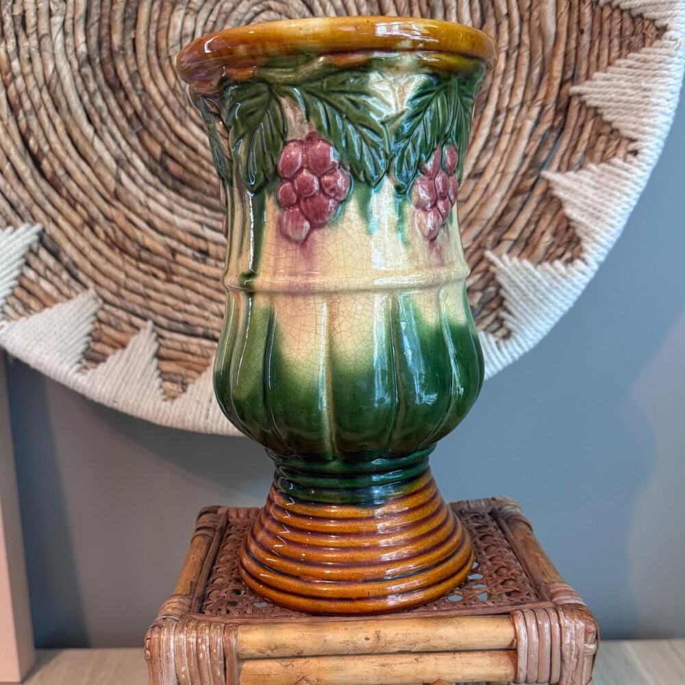 Vintage 1920s American Majolica Pottery Vase – Mccoy Drip Glaze Ceramics